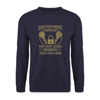 Schlüsseldienst Geschenkideen Sprüche - Unisex Pullover - Navy - Vorne - Alina (178cm) & Michal (187cm)