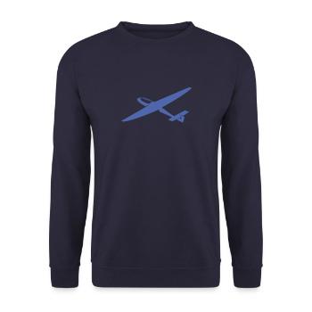 Minimalistische Segelflieger Pilot Silhouette - Unisex Pullover - Navy - Vorne - Alina (178cm) & Michal (187cm)