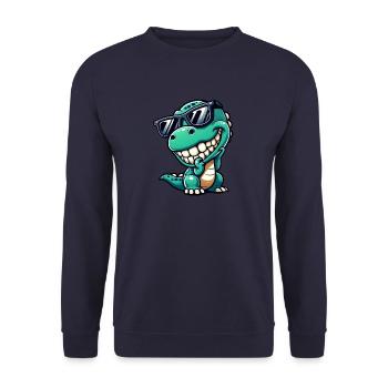 Cool Dino Trex Dessin Animé Lunettes de Soleil Timide - Sweat-shirt Unisexe - marine - Devant - Alina (178cm) & Michal (187cm)