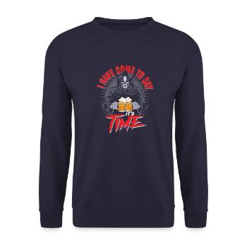 L’heure de la bière Grim Reaper est drôle - Sweat-shirt Unisexe - marine - Devant - Alina (178cm) & Michal (187cm)