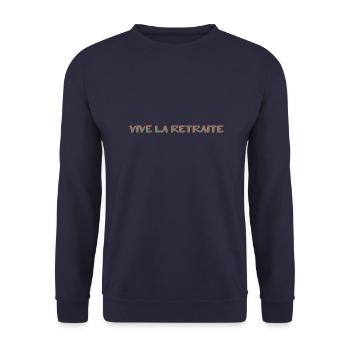 RETIREMENT. RETIREMENT. RETIRED. RETIREMENT - Unisex Sweatshirt - navy - Front - Alina (178cm) & Michal (187cm)