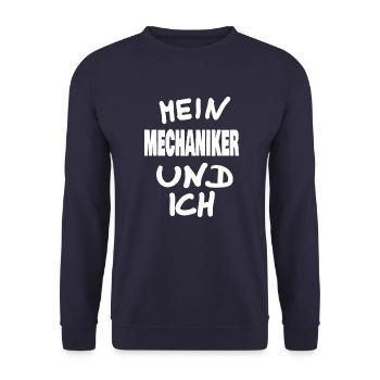 Mechaniker - Unisex Pullover - Navy - Vorne - Alina (178cm) & Michal (187cm)