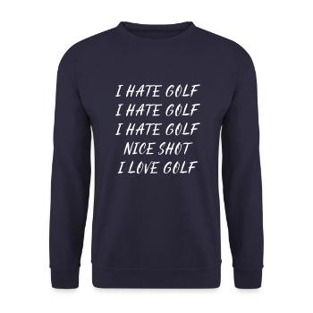 I hate golf I love golf - Unisex Sweatshirt - navy - Front - Alina (178cm) & Michal (187cm)