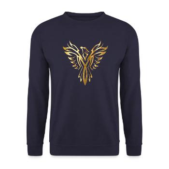 Bird phoenix wing gold - Unisex Sweatshirt - navy - Front - Alina (178cm) & Michal (187cm)