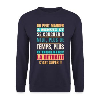 ...La retraite c'est super - Sweat-shirt Unisexe - marine - Devant - Alina (178cm) & Michal (187cm)