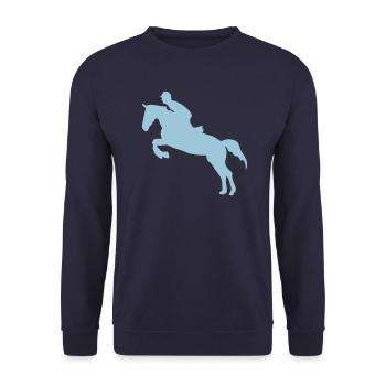 equitation cavalier 3 obstacle cheval saut - Sweat-shirt Unisexe - marine - Devant - Alina (178cm) & Michal (187cm)