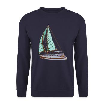 Sailing Ship Boat Yacht Sailing Water Dew Gift - Unisex Sweatshirt - navy - Front - Alina (178cm) & Michal (187cm)