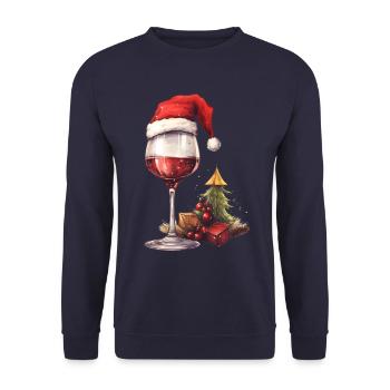 Funny Wine Lover Christmas Design - Unisex Sweatshirt - navy - Front - Alina (178cm) & Michal (187cm)