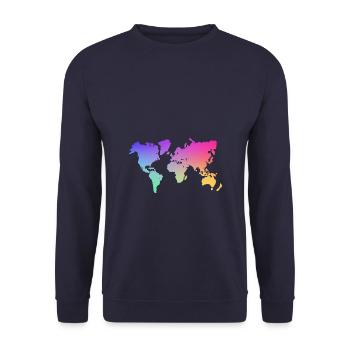 Carte du monde colorée - Sweat-shirt Unisexe - marine - Devant - Alina (178cm) & Michal (187cm)