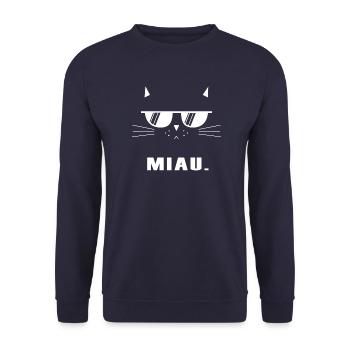 Miau Katze Sonnenbrille Coolness - Unisex Pullover - Navy - Vorne - Alina (178cm) & Michal (187cm)