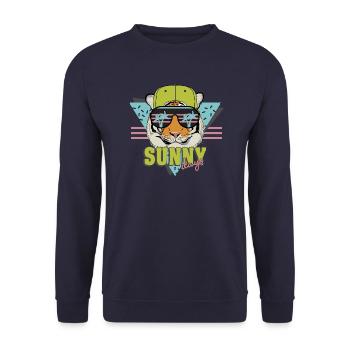 cool tiger sunglasses sunny days - Unisex Sweatshirt - navy - Front - Alina (178cm) & Michal (187cm)