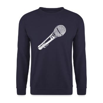 Mikrofon Hand gezeichnet - Unisex Pullover - Navy - Vorne - Alina (178cm) & Michal (187cm)