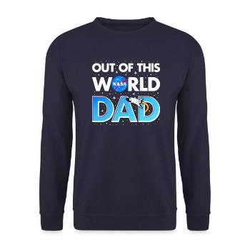 Space Dad Father Father's Day saying - Unisex Sweatshirt - navy - Front - Alina (178cm) & Michal (187cm)