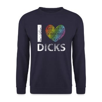 I LOVE DICKS gay lgbt vintage - Sweat-shirt Unisexe - marine - Devant - Alina (178cm) & Michal (187cm)