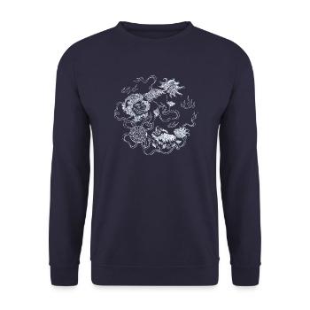 Dragon de tatouage chinois - Sweat-shirt Unisexe - marine - Devant - Alina (178cm) & Michal (187cm)