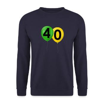 40. Geburtstag - Luftballon T-Shirt - Unisex Pullover - Navy - Vorne - Alina (178cm) & Michal (187cm)