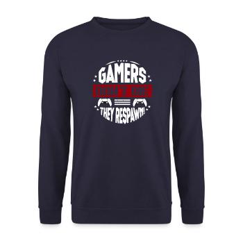 Gamers dont die they respawn - Unisex Pullover - Navy - Vorne - Alina (178cm) & Michal (187cm)