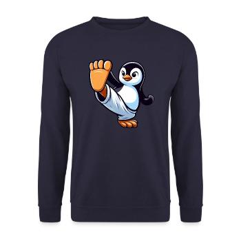 Cool pingouin dessin animé Karaté Sportif - Sweat-shirt Unisexe - marine - Devant - Alina (178cm) & Michal (187cm)
