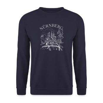 Nürnberg Altstadt - Unisex Pullover - Navy - Vorne - Alina (178cm) & Michal (187cm)