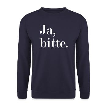 Yes, please Statement Answer - Unisex Sweatshirt - navy - Front - Alina (178cm) & Michal (187cm)