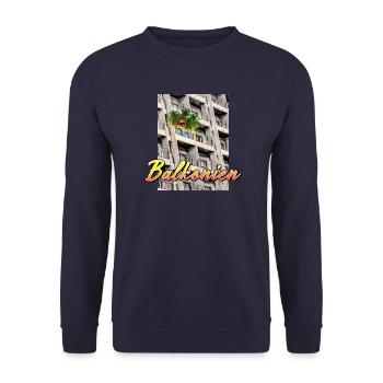 Urlaub auf Balkonien 🌴😎 - Unisex Pullover - Navy - Vorne - Alina (178cm) & Michal (187cm)