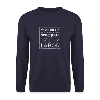was für ein Scheißtag im Labor - Unisex Pullover - Navy - Vorne - Alina (178cm) & Michal (187cm)