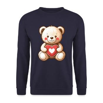 OURS EN PELUCHE, OURS EN PELUCHE, PELUCHE, CÂLIN, COEUR DOUX - Sweat-shirt Unisexe - marine - Devant - Alina (178cm) & Michal (187cm)