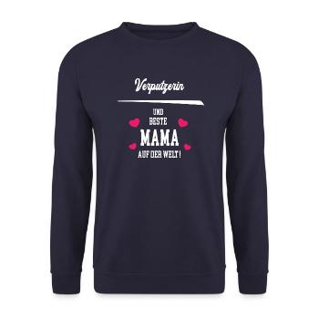 Verputzerin Beste Mama Muttertag Geburtstag - Unisex Pullover - Navy - Vorne - Alina (178cm) & Michal (187cm)