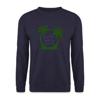 Life Is Really Good Every Day Is Saturday - Unisex Pullover - Navy - Vorne - Alina (178cm) & Michal (187cm)