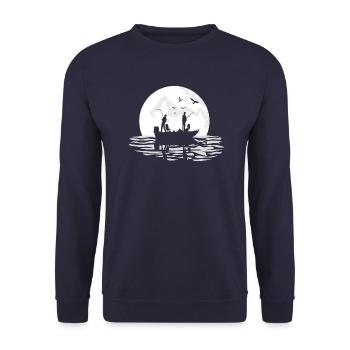 Amis pêcher ensemble au clair de lune 4 - Sweat-shirt Unisexe - marine - Devant - Alina (178cm) & Michal (187cm)