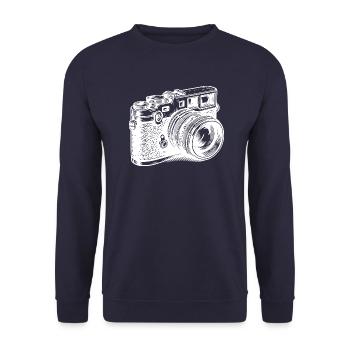 Appareil photo vintage dessiné - Sweat-shirt Unisexe - marine - Devant - Alina (178cm) & Michal (187cm)