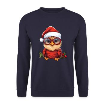 weihnachten eule rote federn - Unisex Pullover - Navy - Vorne - Alina (178cm) & Michal (187cm)