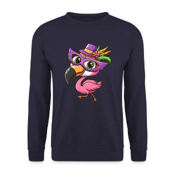 Mardi Gras Comic Flamingo - Sweat-shirt Unisexe - marine - Devant - Alina (178cm) & Michal (187cm)