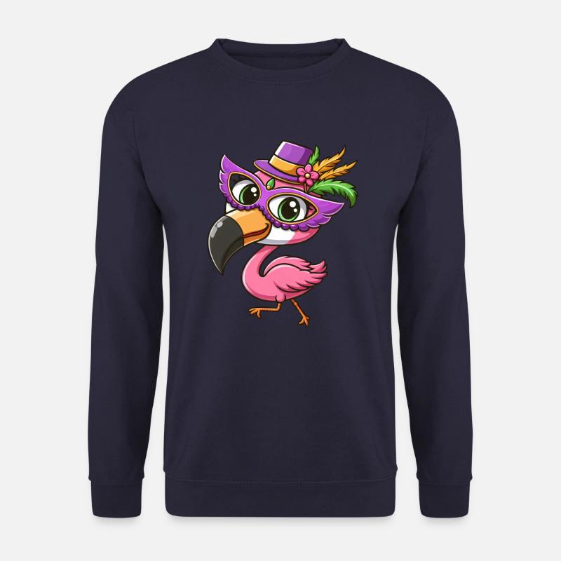 Mardi Gras Comic Flamingo - Unisex Sweatshirt - navy