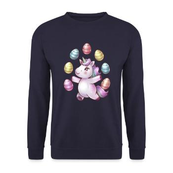 Unicorn Easter Egg Juggling - Unisex Sweatshirt - navy - Front - Alina (178cm) & Michal (187cm)