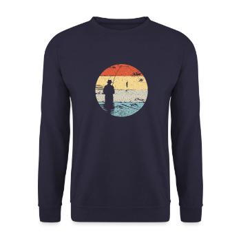 Fly fishing for salmon, brown trout, sea trout - Unisex Sweatshirt - navy - Front - Alina (178cm) & Michal (187cm)