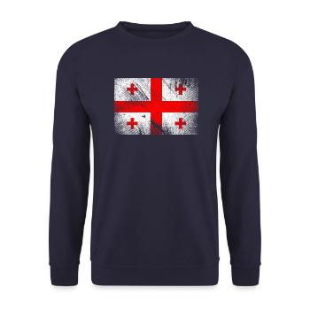 Georgia Flag - Vintage Grunge - Unisex Sweatshirt - navy - Front - Alina (178cm) & Michal (187cm)