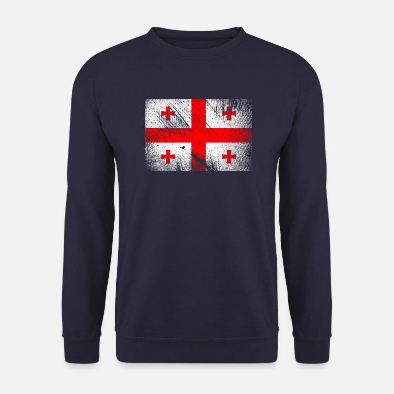 Georgien Flagge - Vintage Grunge - Unisex Pullover - Navy
