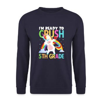 Back to School Im Ready to Crush 5th Grade Girls - Unisex Sweatshirt - navy - Front - Alina (178cm) & Michal (187cm)