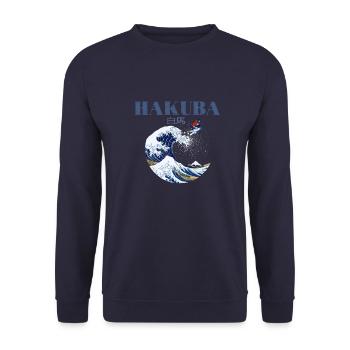 HAKUBA skis, ancient Japanese art HAKUBA skis - Unisex Sweatshirt - navy - Front - Alina (178cm) & Michal (187cm)