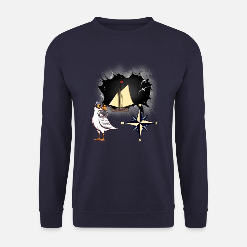 maritim Möwe Möwen Kompass Schiff Schiffe - Unisex Pullover - Navy