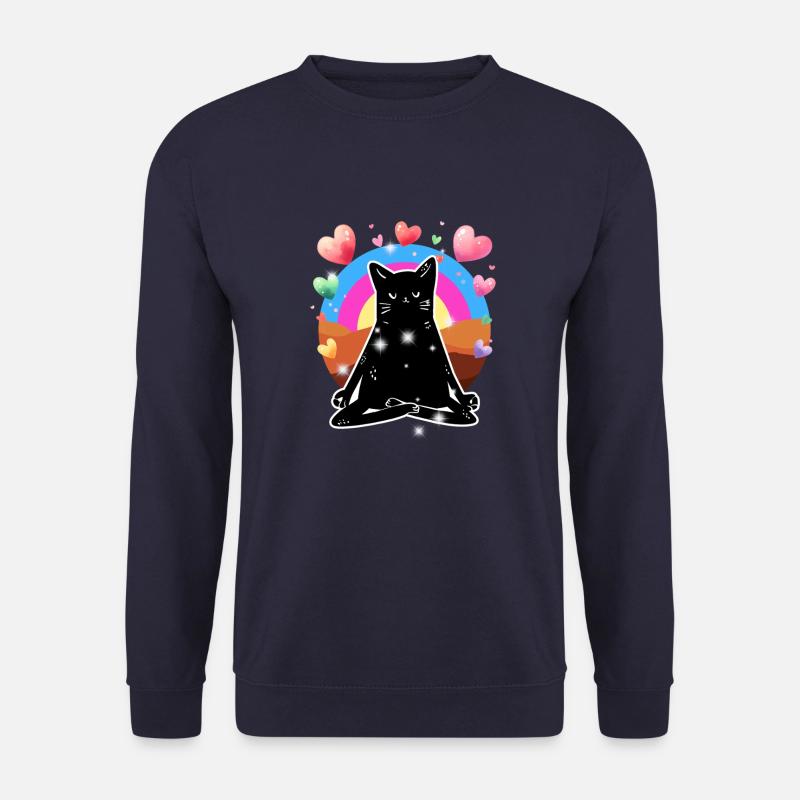 Katze Yoga Meditation - Unisex Pullover - Navy