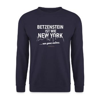 Betzenstein ist wie New York - Unisex Pullover - Navy - Vorne - Alina (178cm) & Michal (187cm)