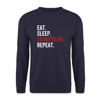 Eat Sleep Trampolin Wiederholung - Unisex Pullover - Navy - Vorne - Alina (178cm) & Michal (187cm)