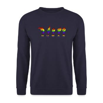 Humain - Fierté et respect - Signes de la main - Sweat-shirt Unisexe - marine - Devant - Alina (178cm) & Michal (187cm)