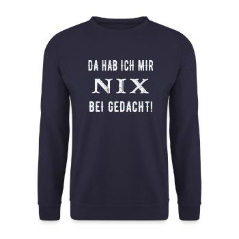 Da hab ich mir nix bei gedacht! - Unisex Pullover - Navy - Vorne - Alina (178cm) & Michal (187cm)