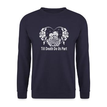 Gothic Horror Vintage Macabre Creepy Occult Sprüch - Unisex Pullover - Navy - Vorne - Alina (178cm) & Michal (187cm)
