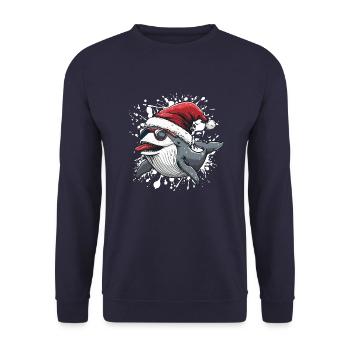 Wal Weihnachten Lustig - Unisex Pullover - Navy - Vorne - Alina (178cm) & Michal (187cm)