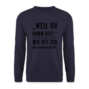 Lustiger Spruch - Unisex Pullover - Navy - Vorne - Alina (178cm) & Michal (187cm)