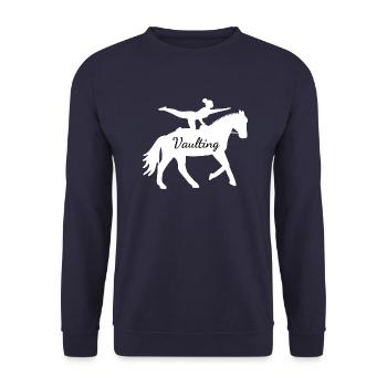 Voltige - Cheval - Equestre - Volti - Sweat-shirt Unisexe - marine - Devant - Alina (178cm) & Michal (187cm)